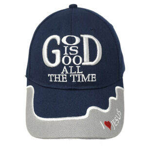 God Is Good All The Time I Love Jesus Strapback Baseball Cap Blue One Size KYS